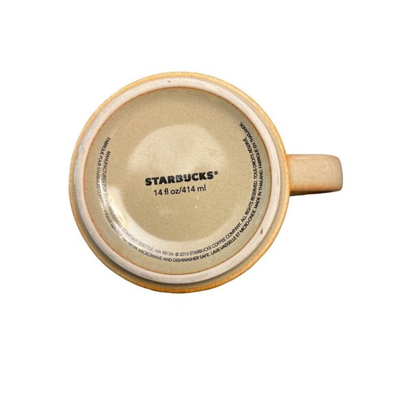 Starbucks Tan Coffee Mug With Leaf Pattern 14 Fl Oz - Picture 3 of 5
